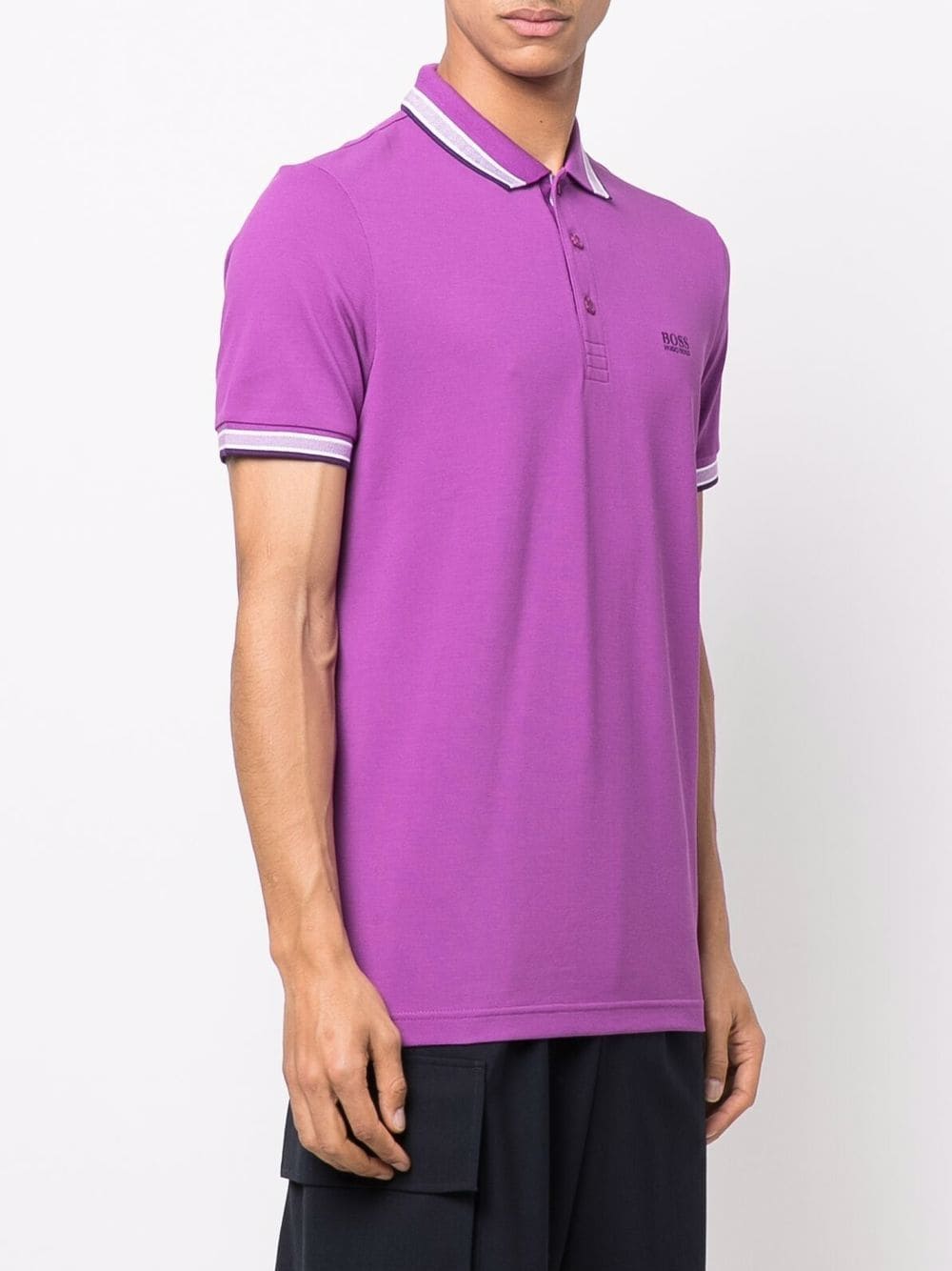 BOSS Logo Polo Shirt Purple - MAISONDEFASHION.COM