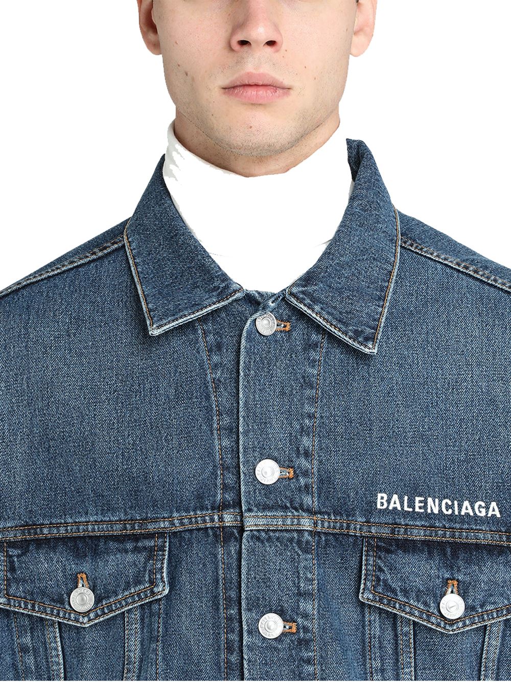 Balenciaga Embroidered Front Logo Denim Jacket in Blue  Lyst UK