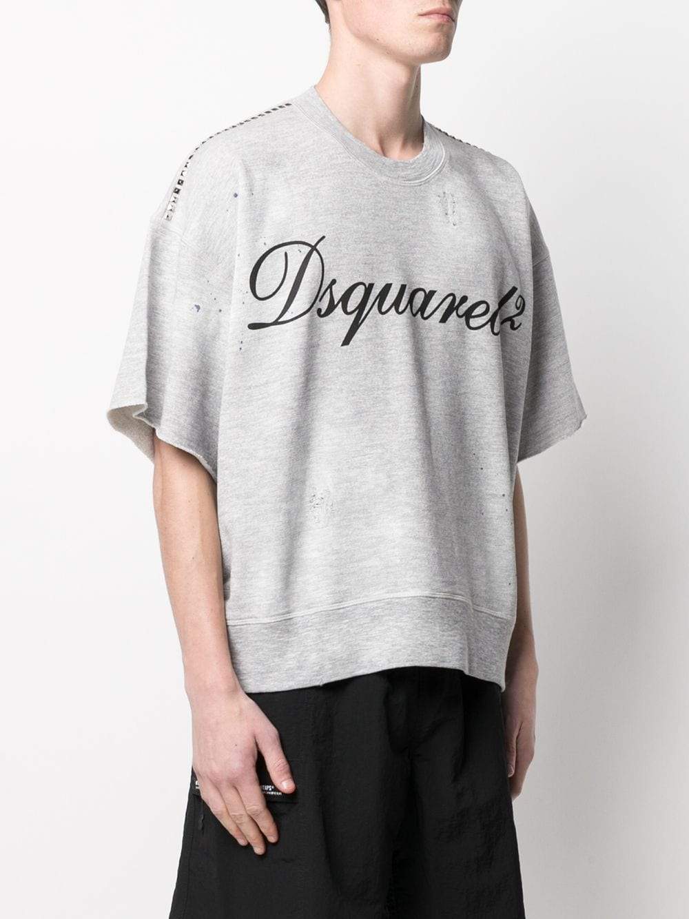 DSQUARED2 Studded Logo T-Shirt Grey - MAISONDEFASHION.COM