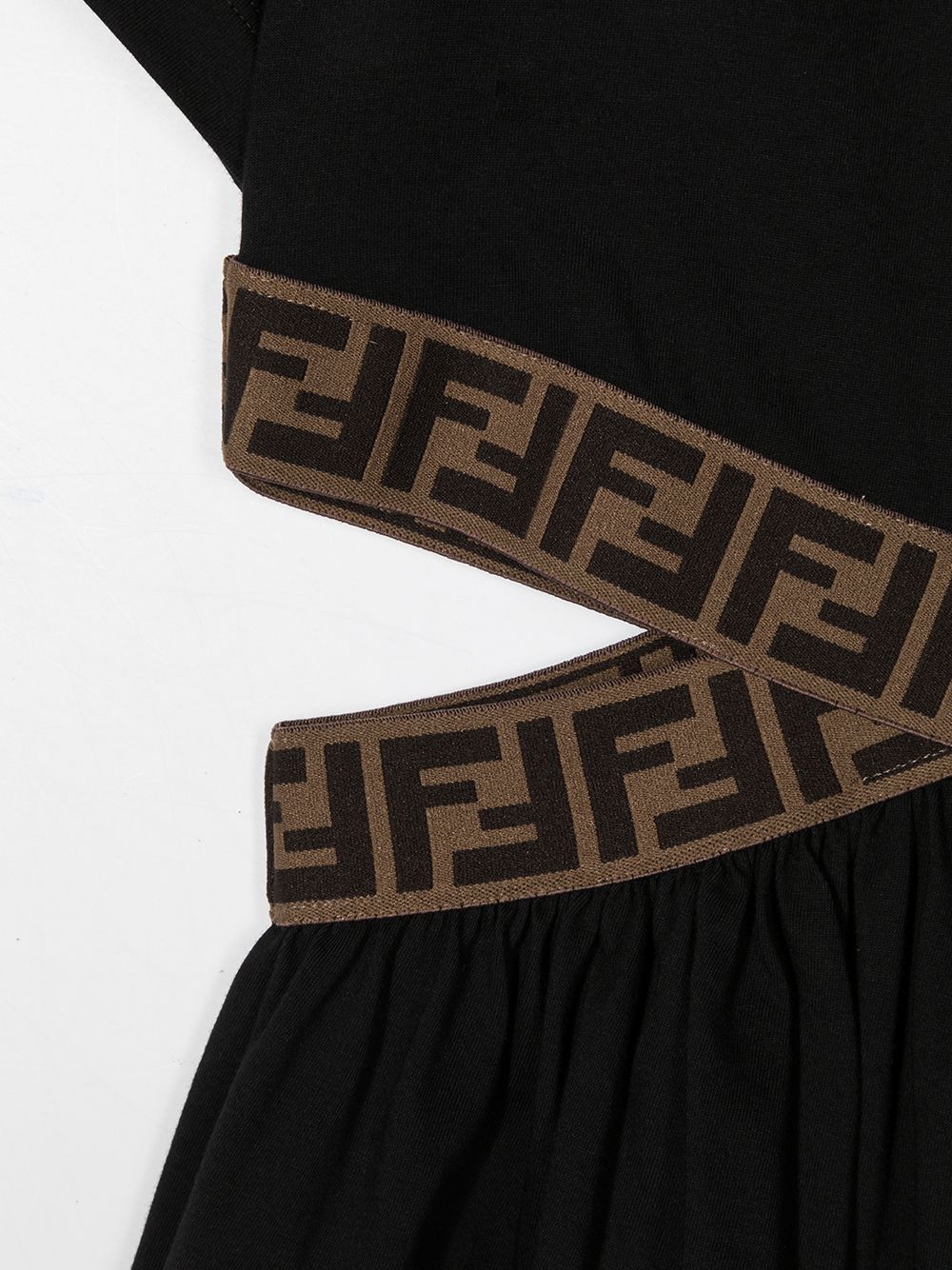 FENDI KIDS Cutout Detail Dress Black - MAISONDEFASHION.COM