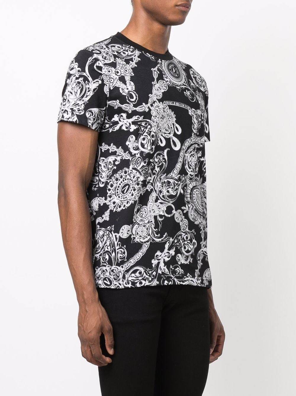 VERSACE Slim fit All-over logo print T-shirt - MAISONDEFASHION.COM