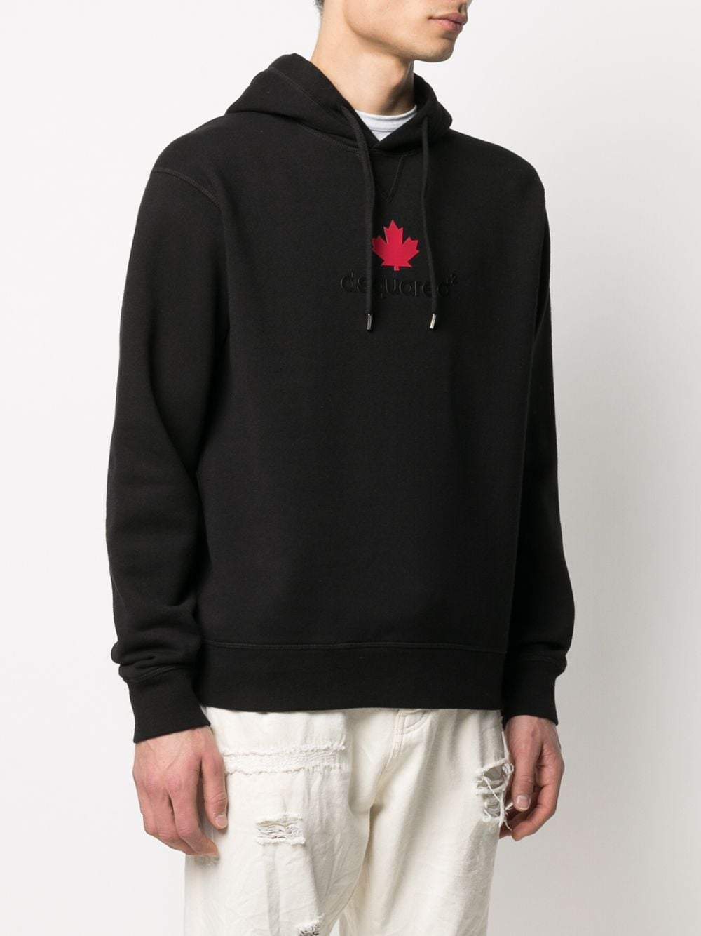 DSQUARED2 Maple leaf-print hoodie Black - MAISONDEFASHION.COM