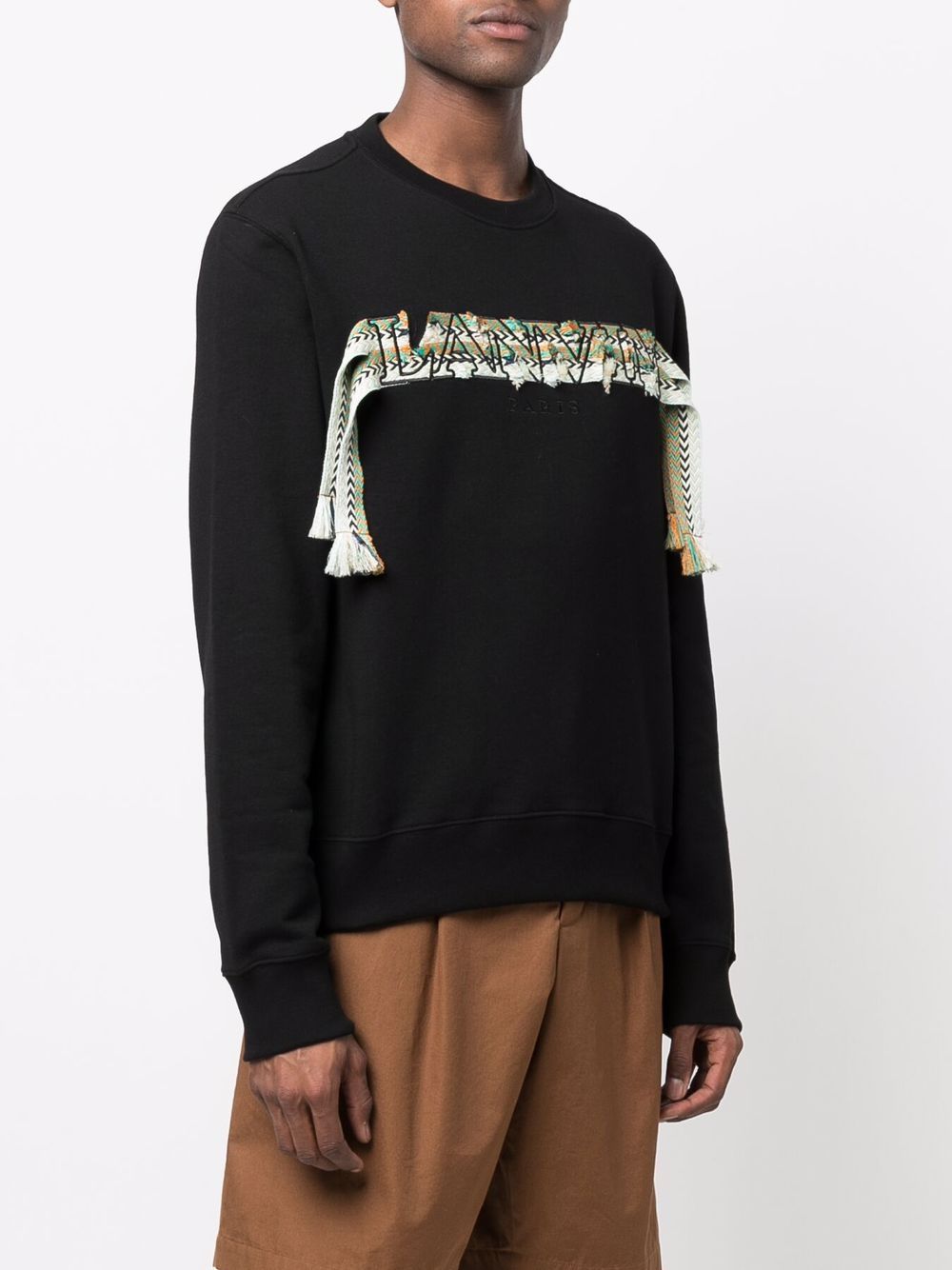 LANVIN Embroidered Curb Sweatshirt Black - MAISONDEFASHION.COM