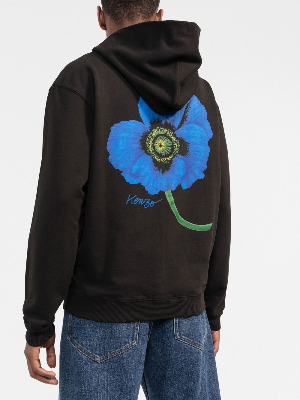 KENZO Poppy Zipped Hoodie Black - MAISONDEFASHION.COM