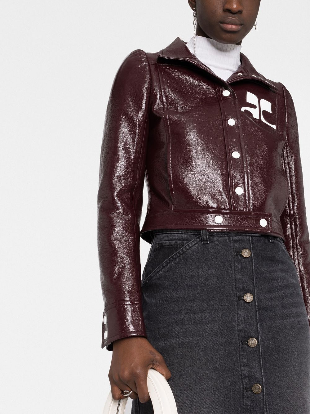 COURRÉGES WOMEN Vinyl Reedition Jacket Burgundy - MAISONDEFASHION.COM