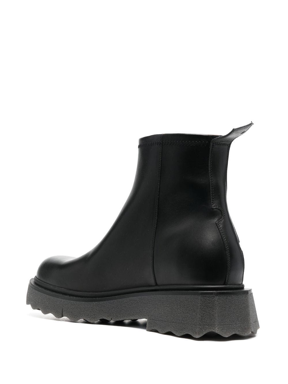 OFF-WHITE Leather Sponge Zip Boot Black/Army Green - MAISONDEFASHION.COM