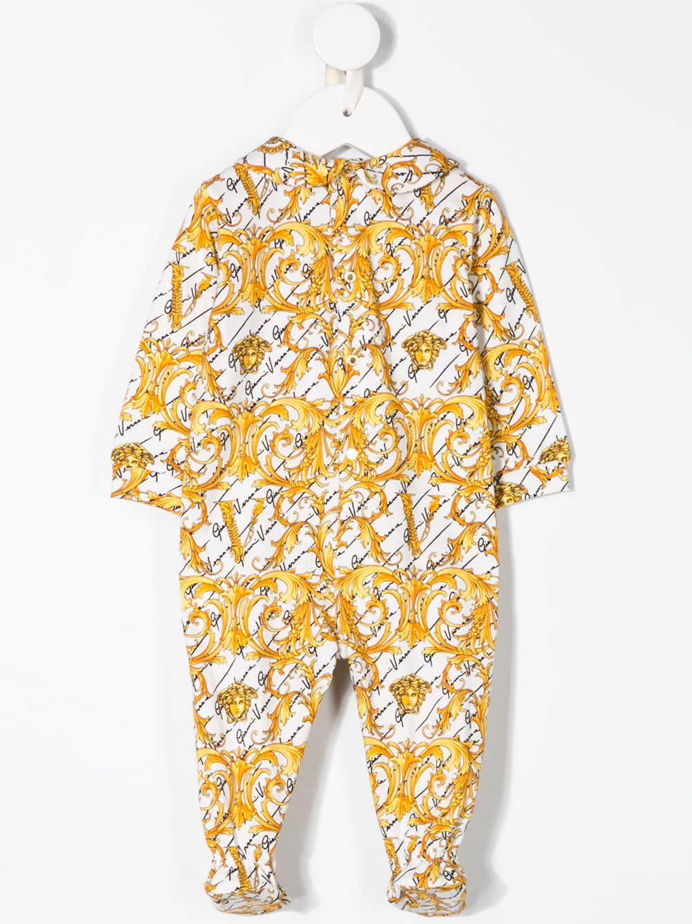 VERSACE KIDS Baroque Print Babygrow Gold/White - Maison De Fashion 