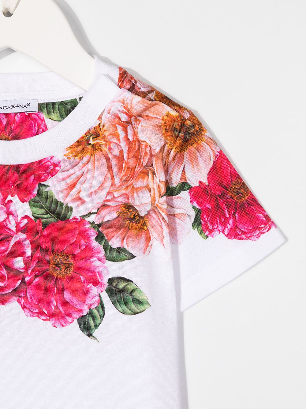 DOLCE & GABBANA BABY Floral print T-shirt White/Pink - MAISONDEFASHION.COM