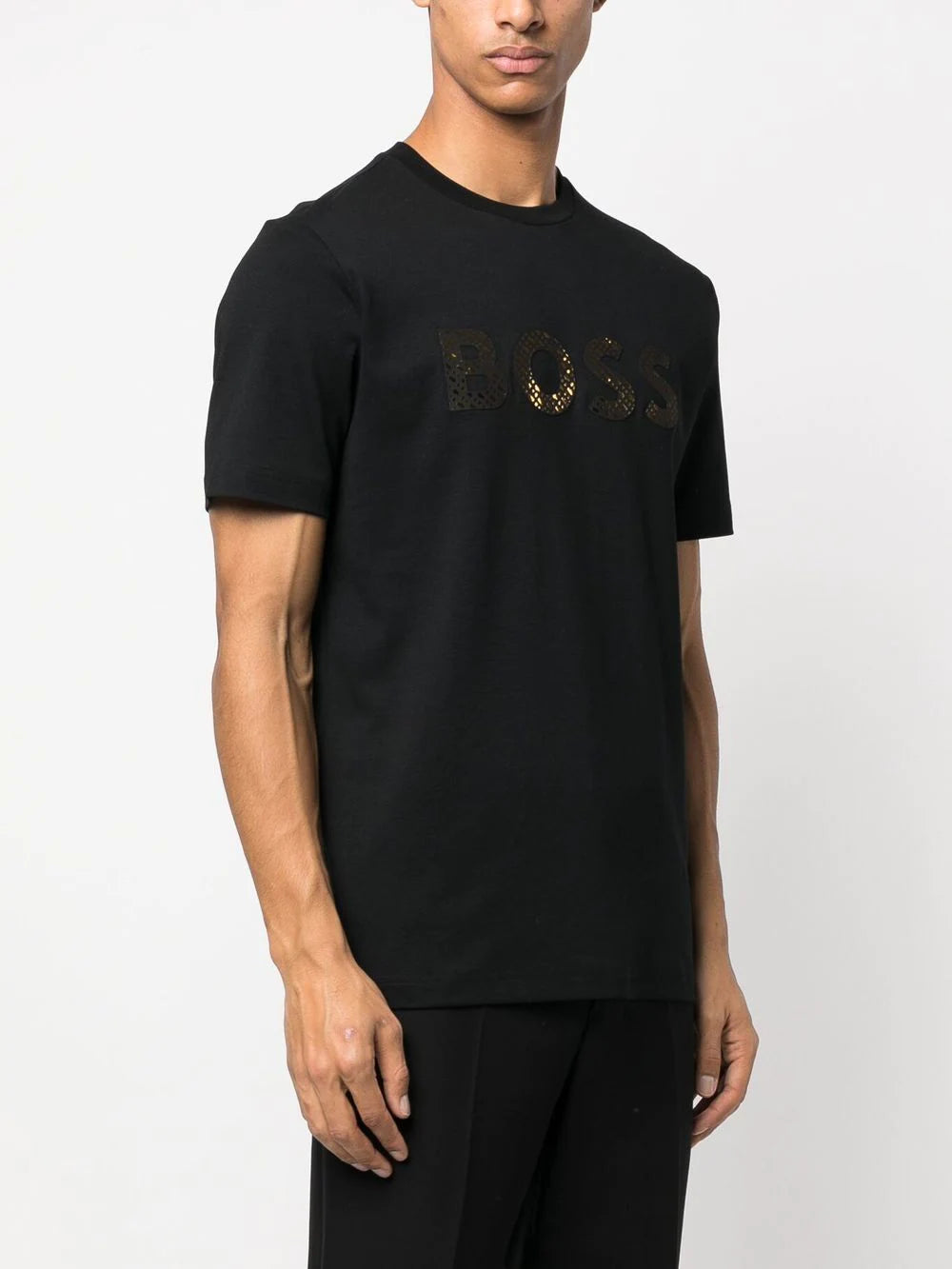 BOSS Cotton Logo-print T-shirt Black - MAISONDEFASHION.COM