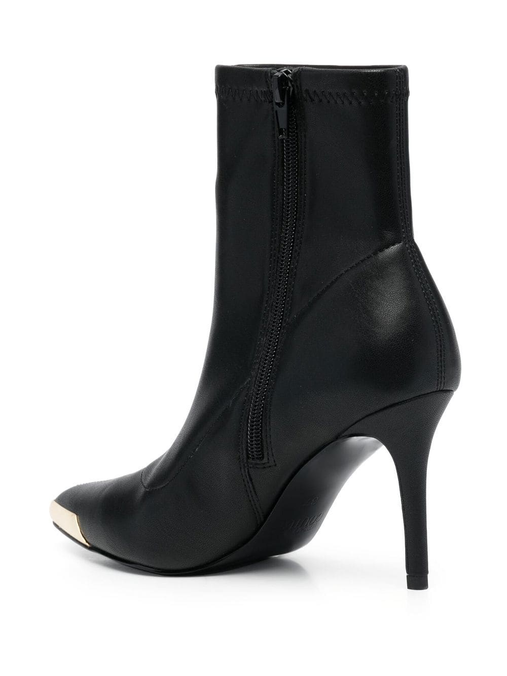 VERSACE WOMEN Metallic Toe Cap Heeled Boots Black/Gold - MAISONDEFASHION.COM