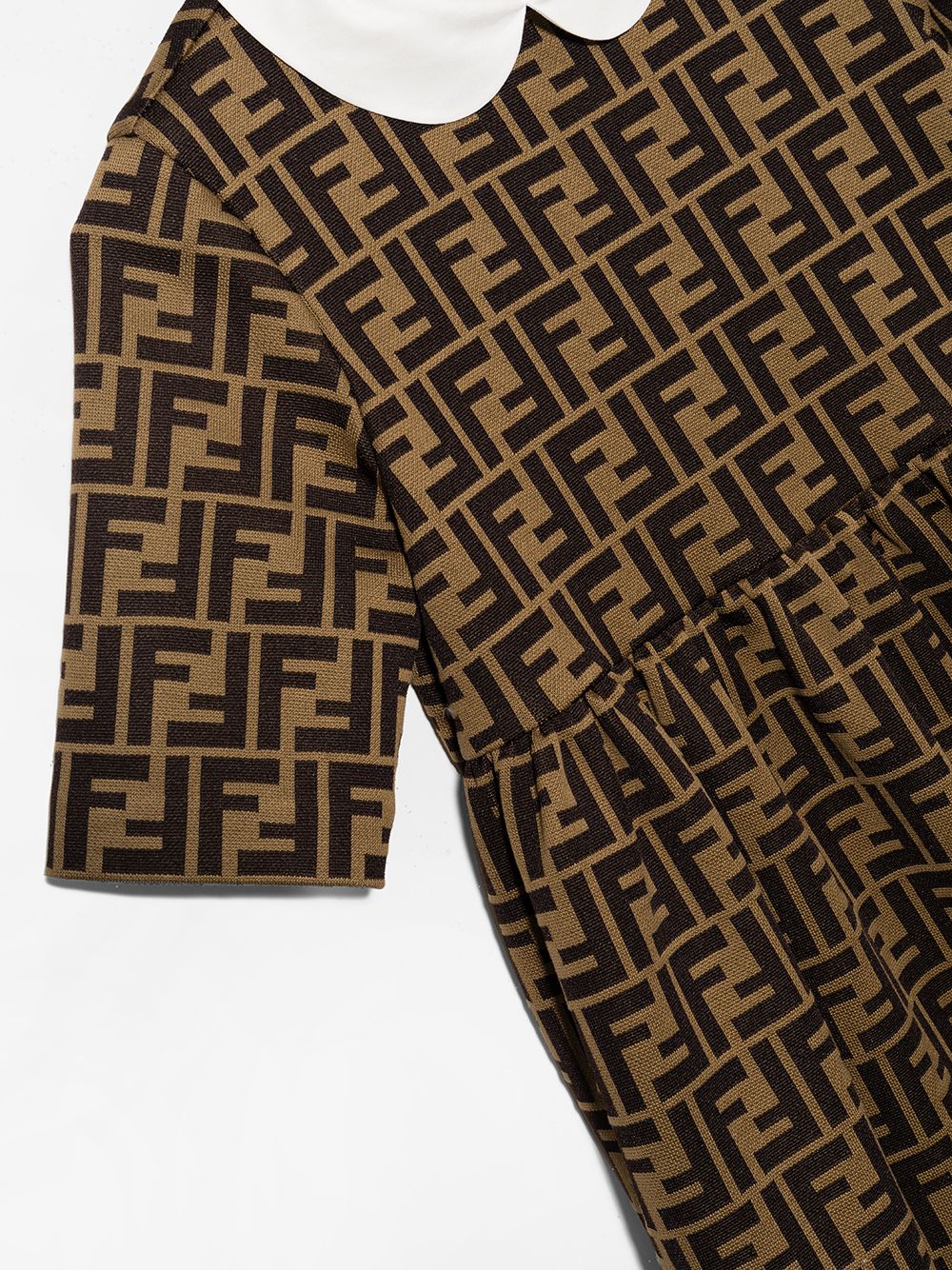 FENDI KIDS FF Flared Dress Brown - MAISONDEFASHION.COM