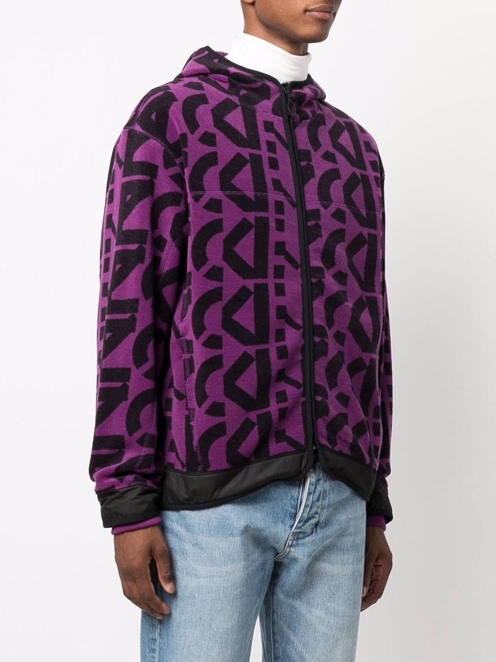KENZO Monogram Print Fleece Zipped Jacket Purple - MAISONDEFASHION.COM