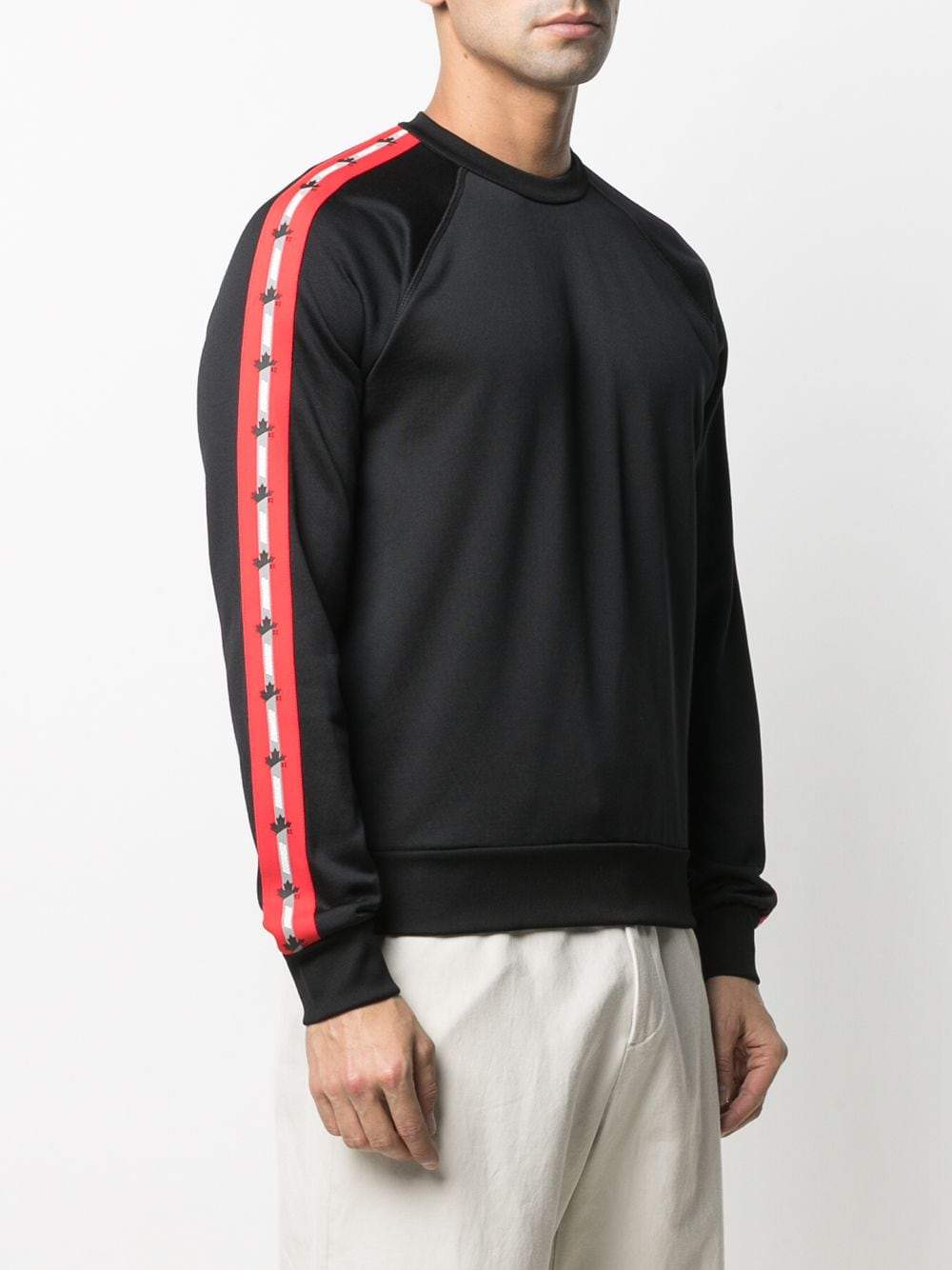 DSQUARED2 Side Stripe Logo Sweatshirt Black - MAISONDEFASHION.COM
