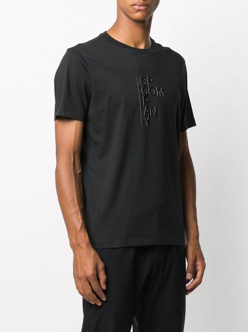 C.P. COMPANY Vertical Logo Print T-Shirt Black - Maison De Fashion 