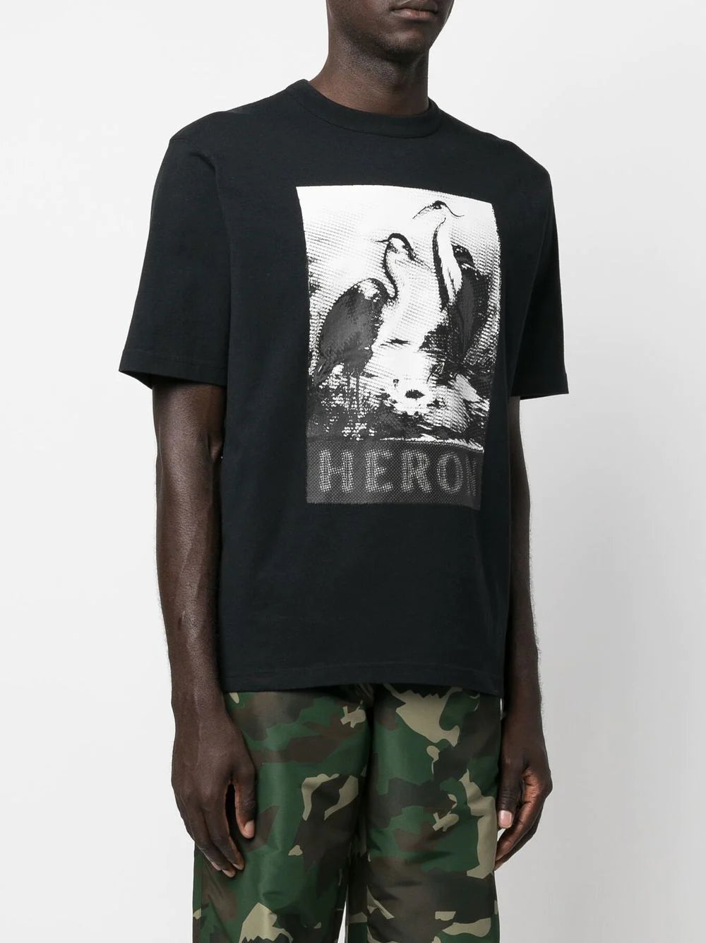 HERON PRESTON Halftone Heron Graphic T-Shirt Black - MAISONDEFASHION.COM