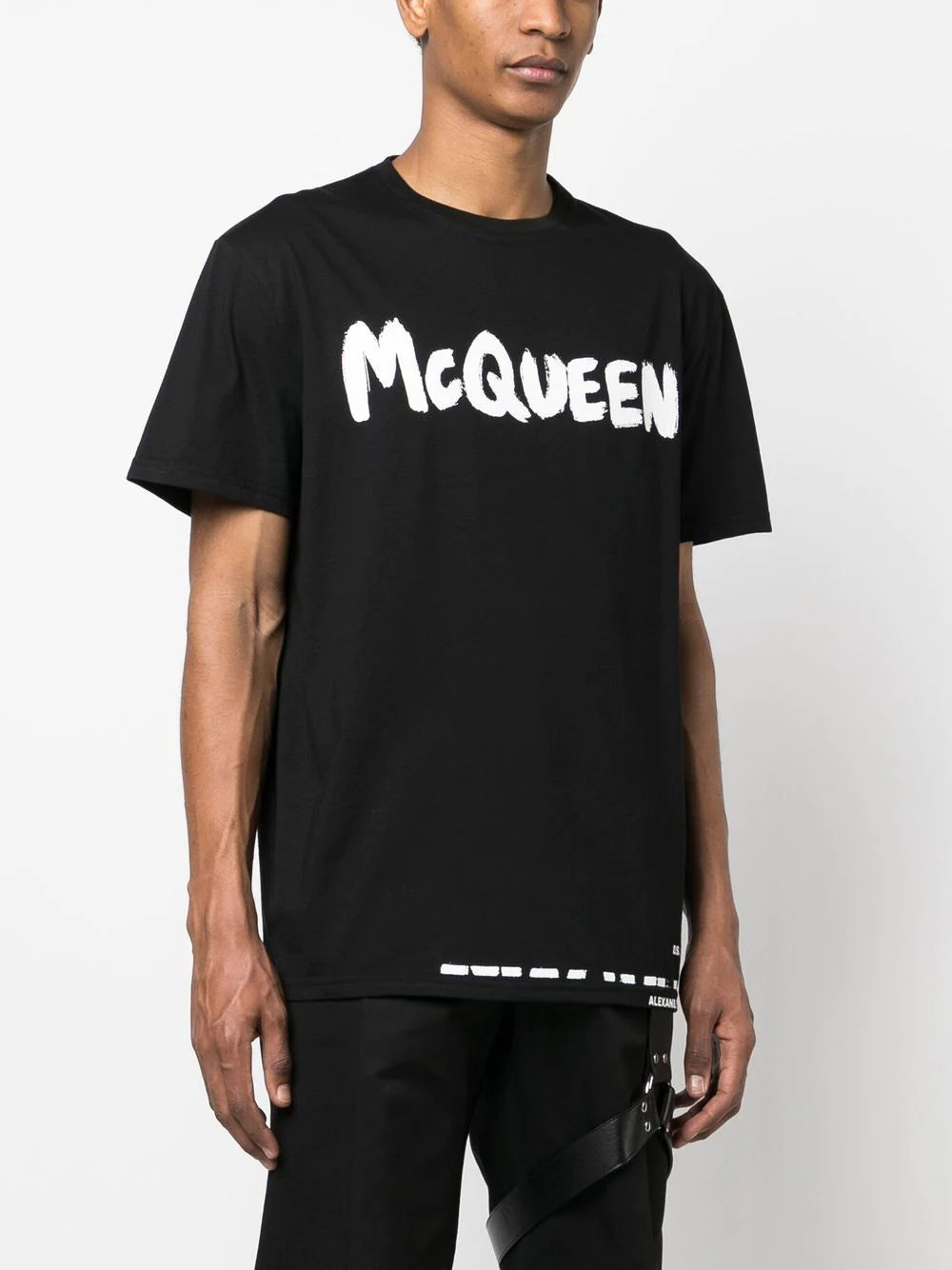 ALEXANDER MCQUEEN Graffiti Logo-print T-shirt Black - MAISONDEFASHION.COM