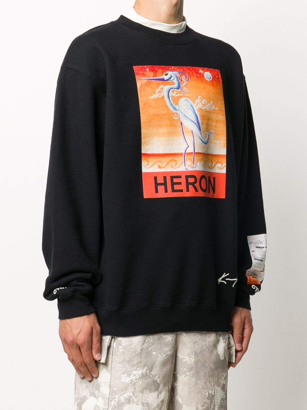 HERON PRESTON Swan Print Sweatshirt Black - Maison De Fashion 