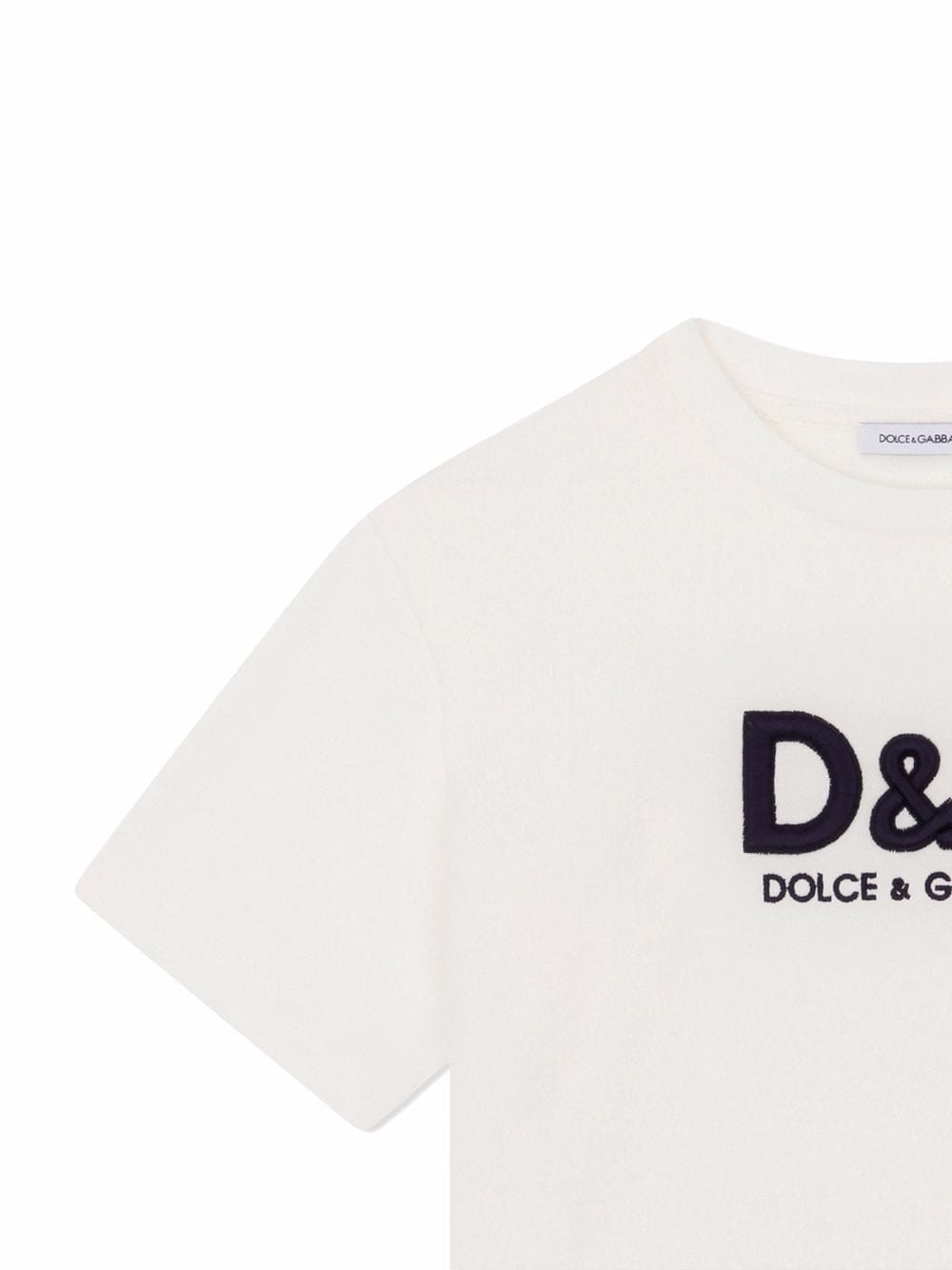 DOLCE & GABBANA KIDS Logo-embroidered cotton T-shirt White - MAISONDEFASHION.COM