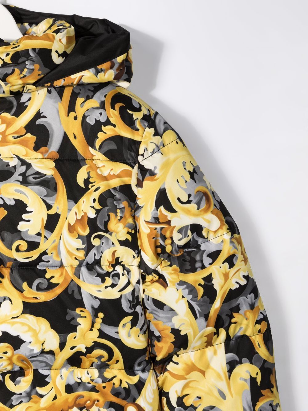 VERSACE KIDS Baroque pattern-print jacket Black/Gold - MAISONDEFASHION.COM