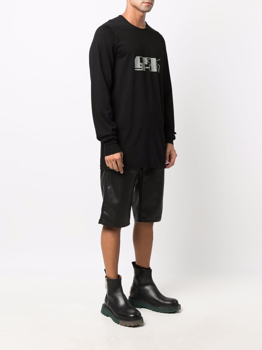 RICK OWENS DRKSHDW Logo Longsleeve T-Shirt Black - MAISONDEFASHION.COM