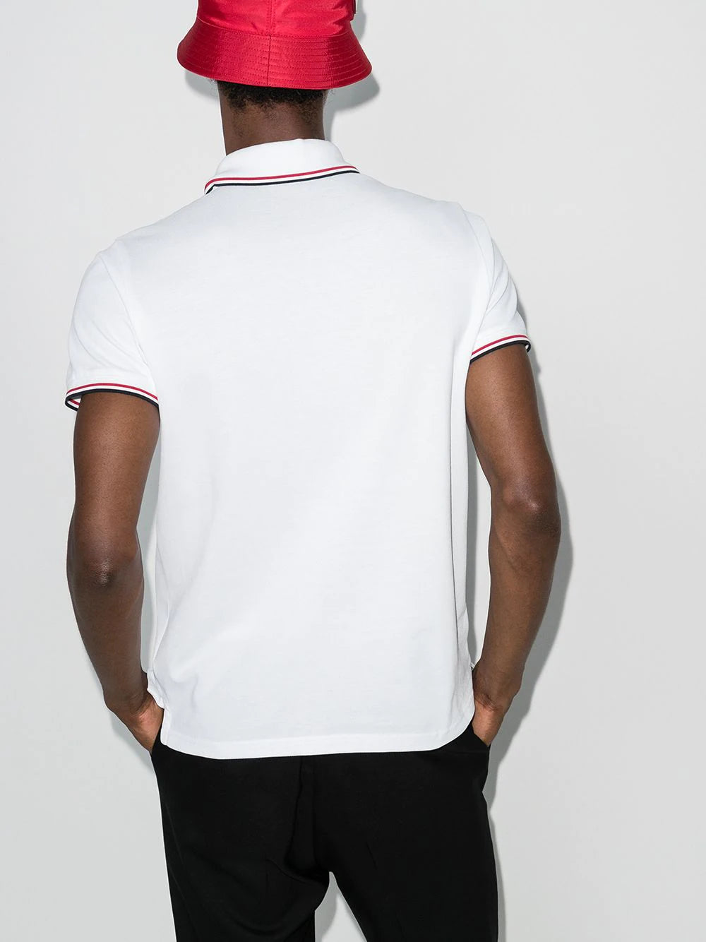 MONCLER Logo Patch Polo Shirt White - MAISONDEFASHION.COM