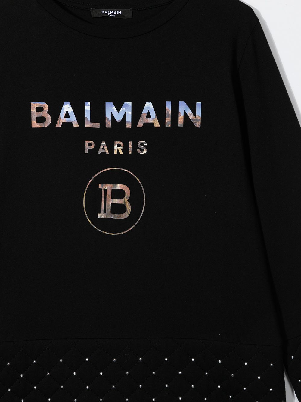BALMAIN KIDS logo print studded dress black - MAISONDEFASHION.COM