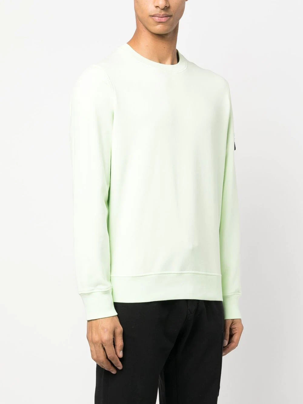 STONE ISLAND Logo Patch Cotton Sweatshirt Green - MAISONDEFASHION.COM