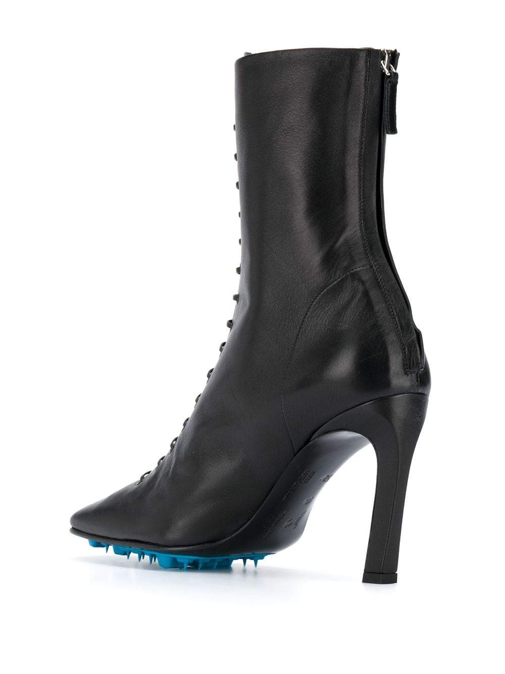 OFF-WHITE Lace-Up Leather Ankle Boots Black - Maison De Fashion 