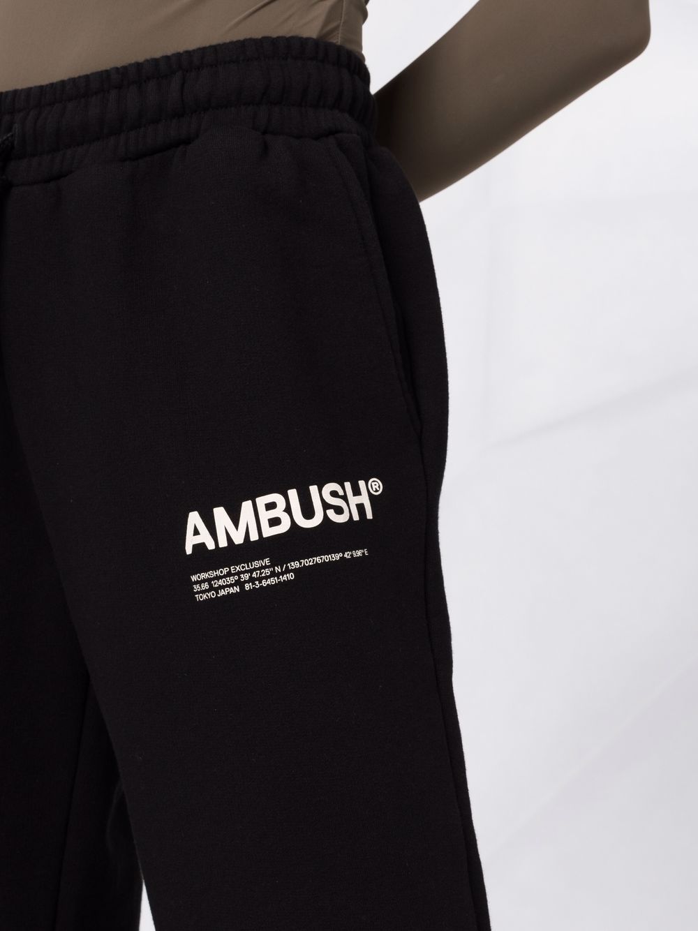 AMBUSH WOMEN Logo-print fleece track pants Black - MAISONDEFASHION.COM