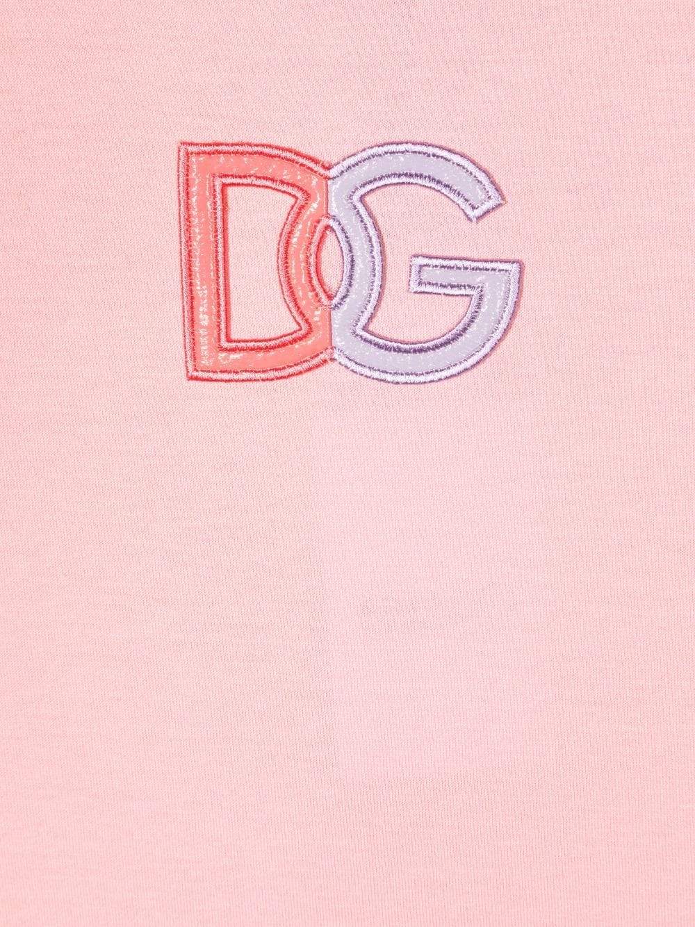 DOLCE & GABBANA KIDS Logo-embroidered T-shirt Pink - MAISONDEFASHION.COM