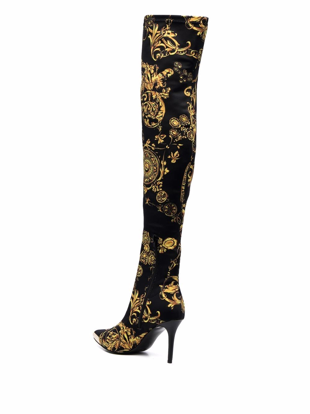 VERSACE WOMEN Barroco over-the-knee boots Black/Gold - MAISONDEFASHION.COM