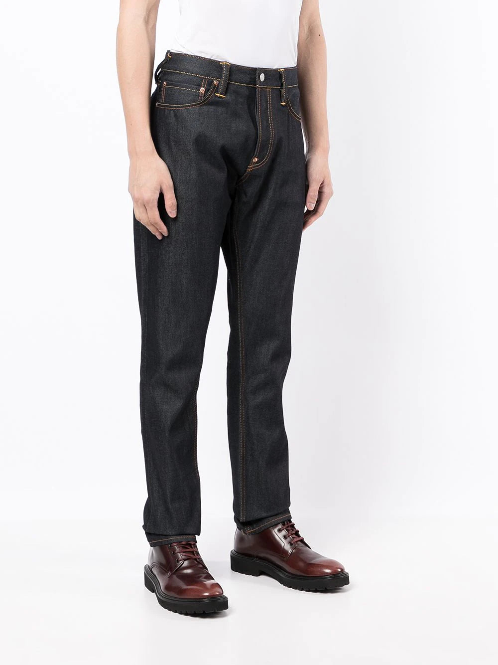 EVISU Straight leg denim jeans Blue/White - MAISONDEFASHION.COM