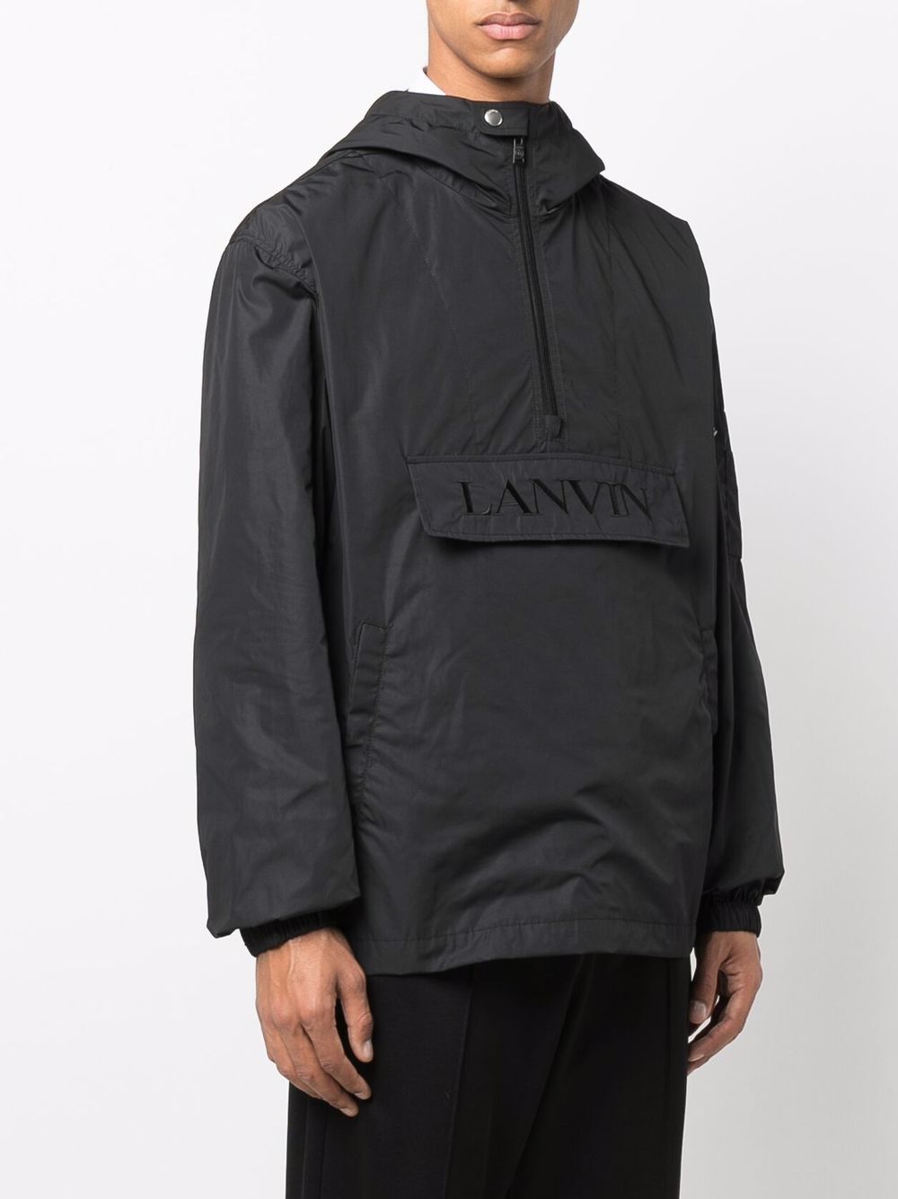 LANVIN Logo Embroidered Windbreaker Black - MAISONDEFASHION.COM