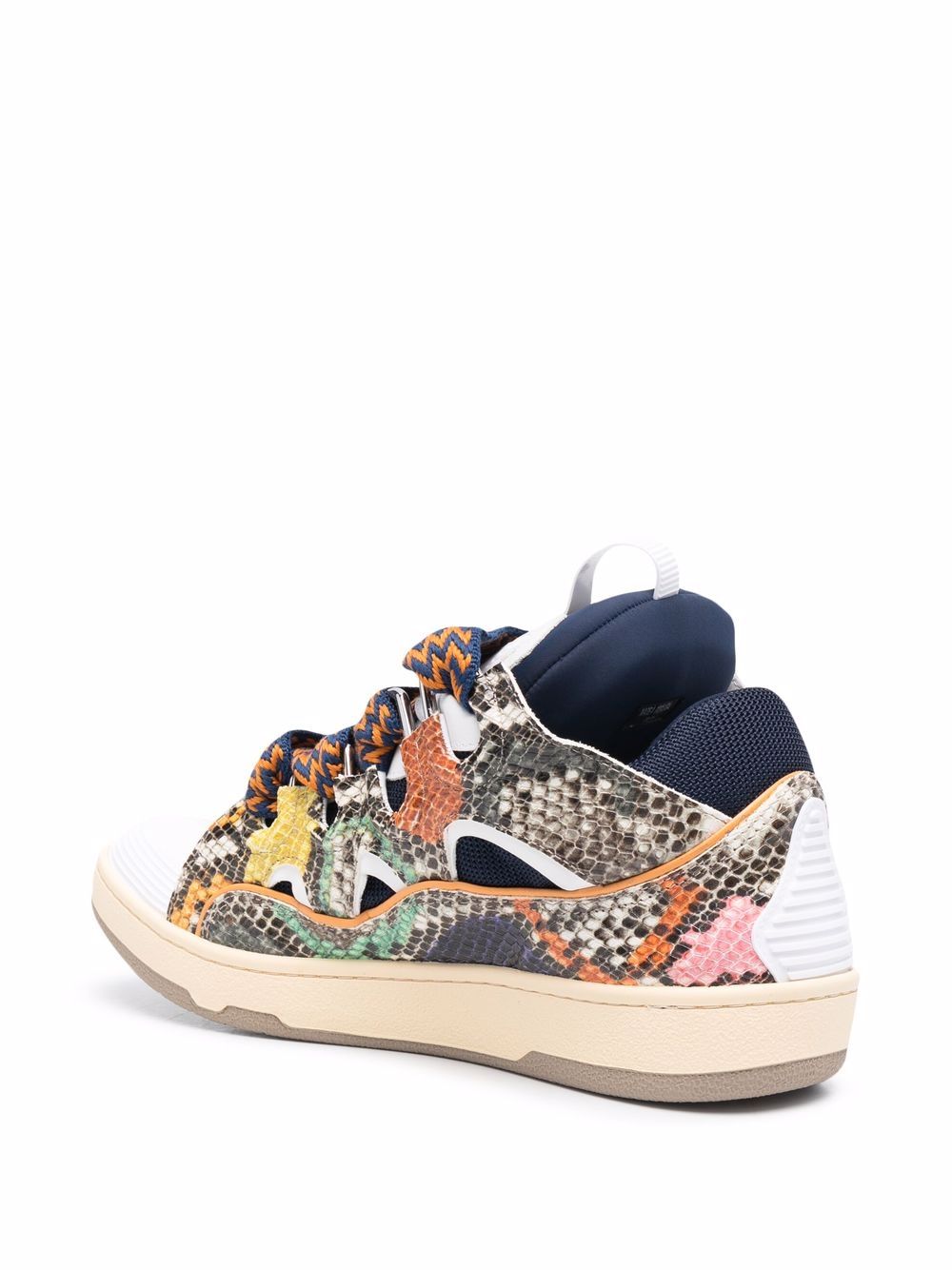 LANVIN Snakeskin Print Curb Sneakers - MAISONDEFASHION.COM