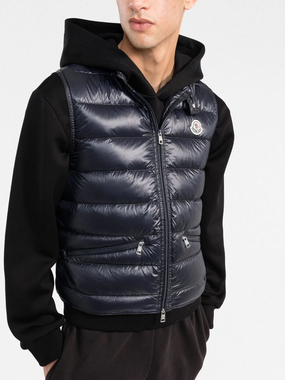 Mens navy moncler gilet Clearance