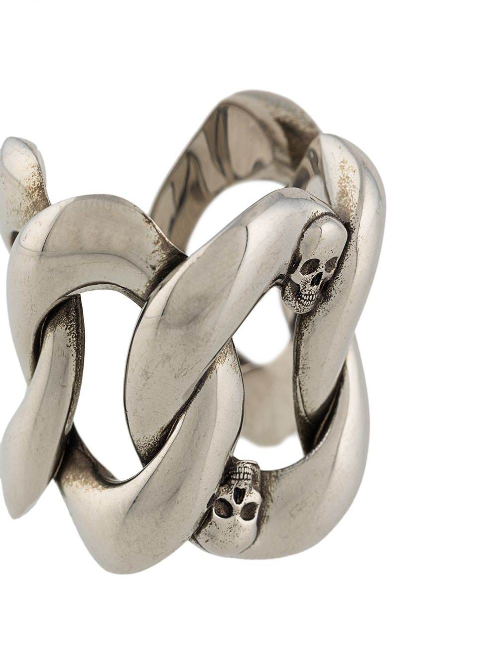 ALEXANDER MCQUEEN Skull Chain Ring Silver - Maison De Fashion 