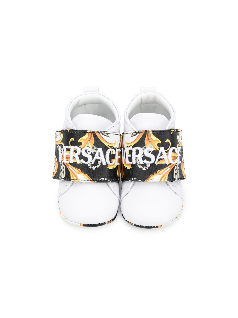 VERSACE KIDS Baby Baroque Print Sneakers White/Gold - Maison De Fashion 