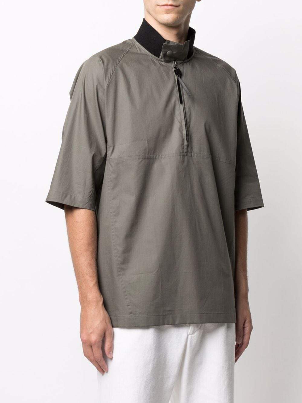 SALVATORE FERRAGAMO Zipped Collar Shirt Green - MAISONDEFASHION.COM