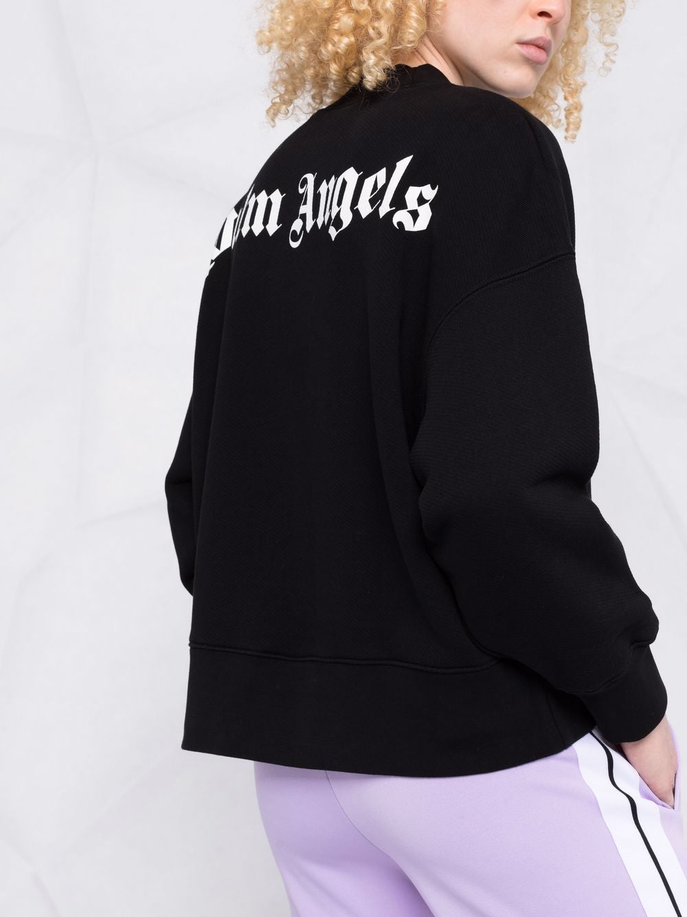 NEW PALM ANGELS WOMEN Logo-print long-sleeve sweatshirt Black - MAISONDEFASHION.COM