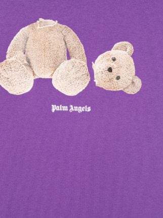 PALM ANGELS KIDS Bear T-Shirt Purple - MAISONDEFASHION.COM