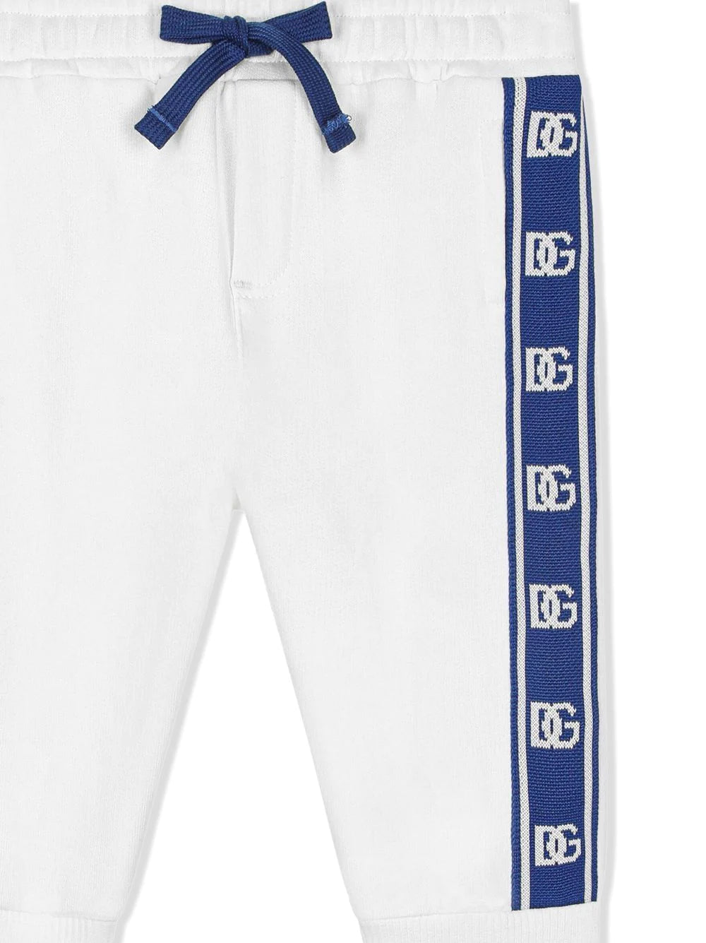 DOLCE & GABBANA BABY DG Logo-tape Track Trousers White/Navy Blue - MAISONDEFASHION.COM