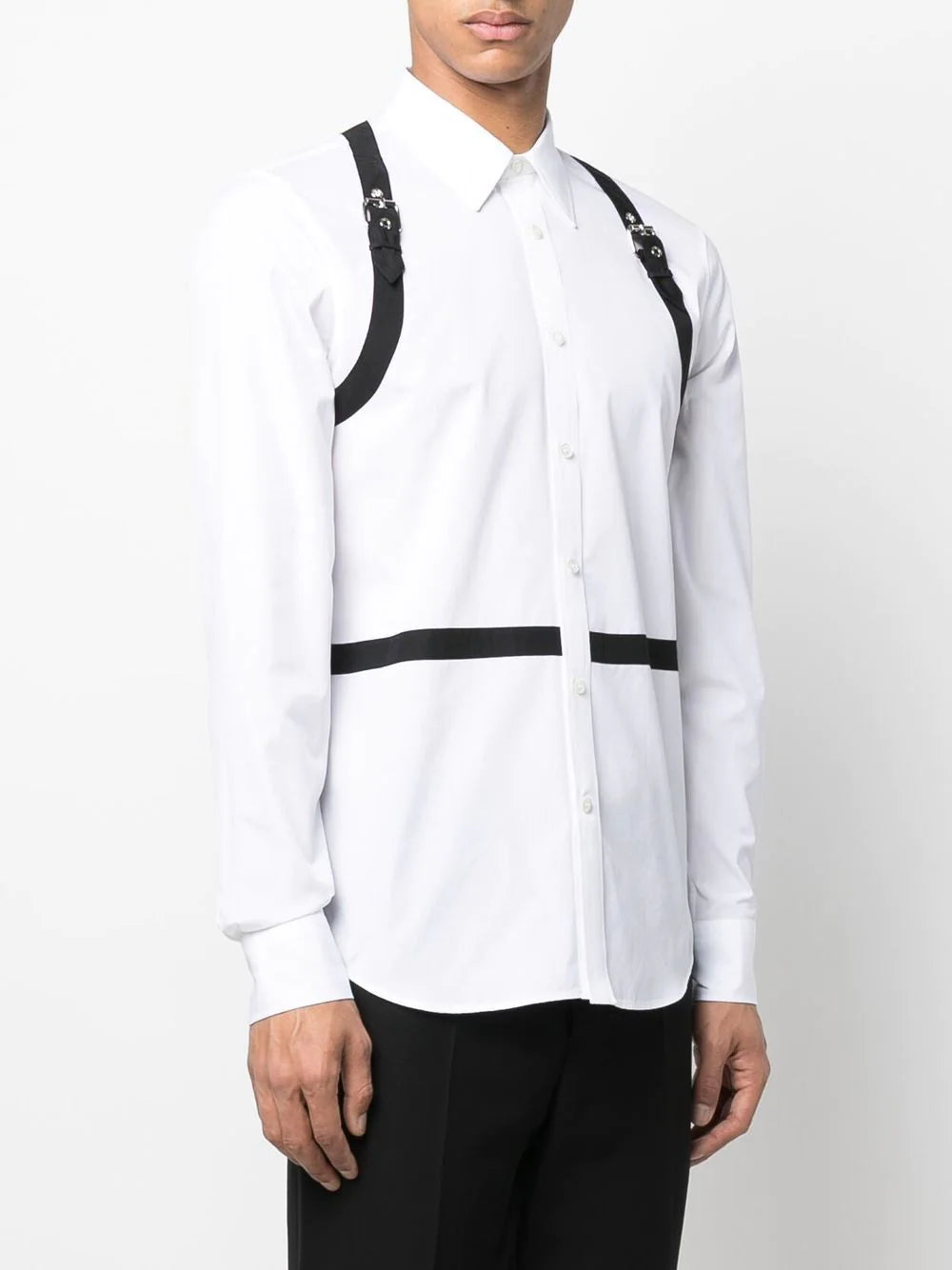 ALEXANDER MCQUEEN Full Harness Shirt White - MAISONDEFASHION.COM