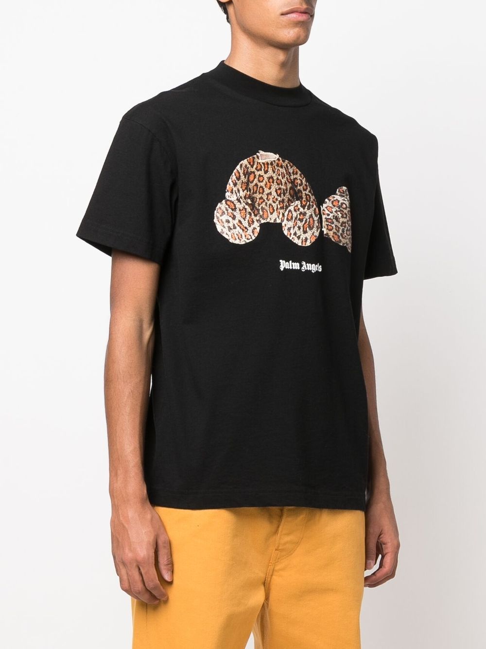 PALM ANGELS Leopard Bear Classic T-Shirt Black - MAISONDEFASHION.COM