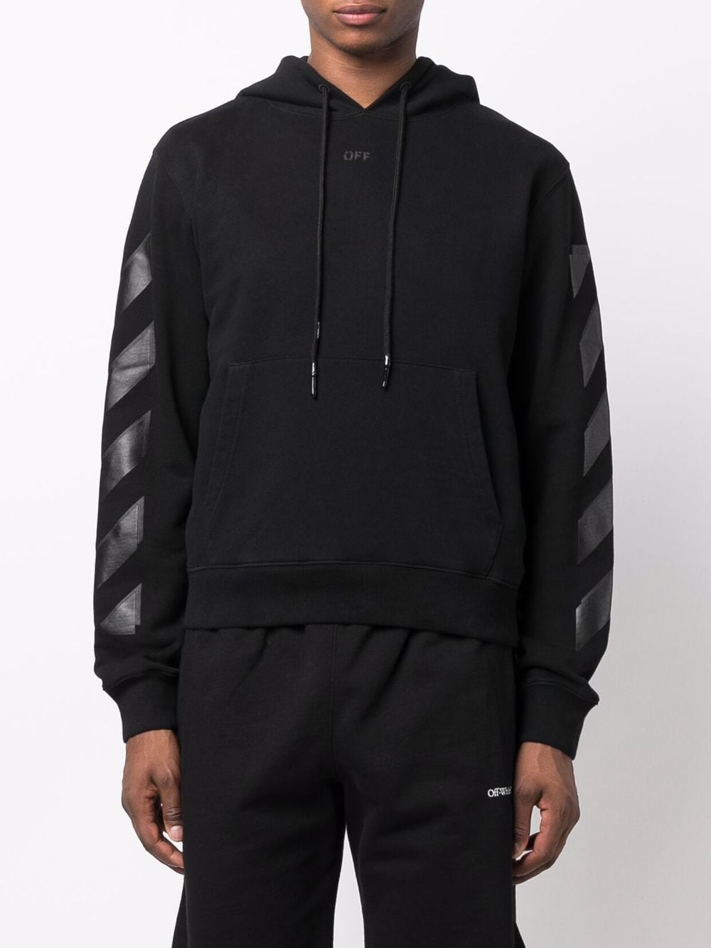 OFF-WHITE Rubber Arrow Slim Hoodie Black - MAISONDEFASHION.COM