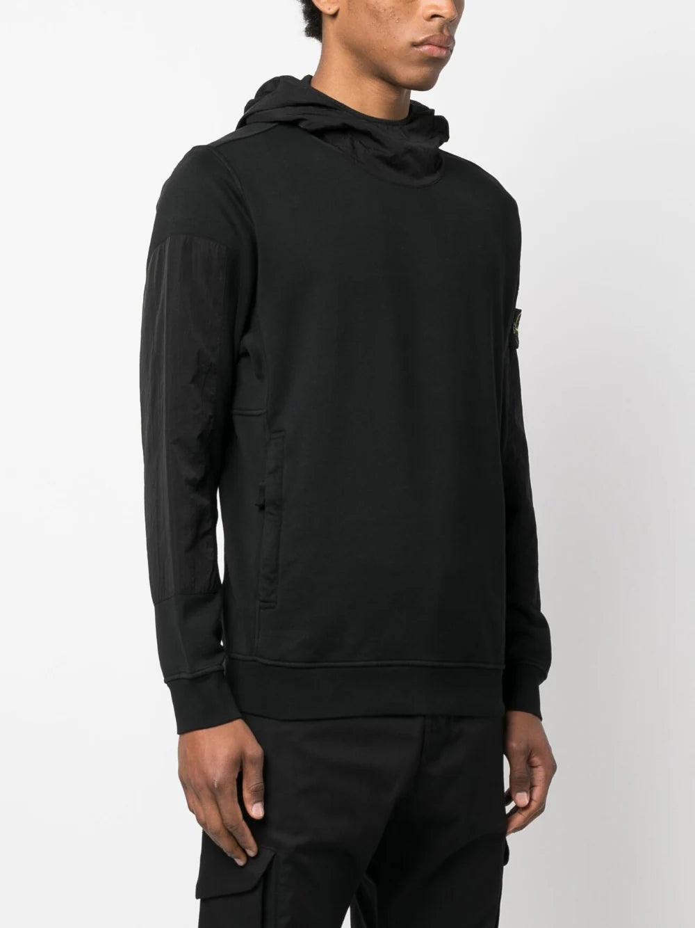 STONE ISLAND Nylon Hooded Sweatshirt Black - MAISONDEFASHION.COM