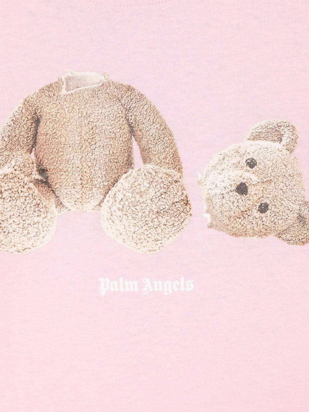 PALM ANGELS KIDS Bear T-Shirt Pink - MAISONDEFASHION.COM