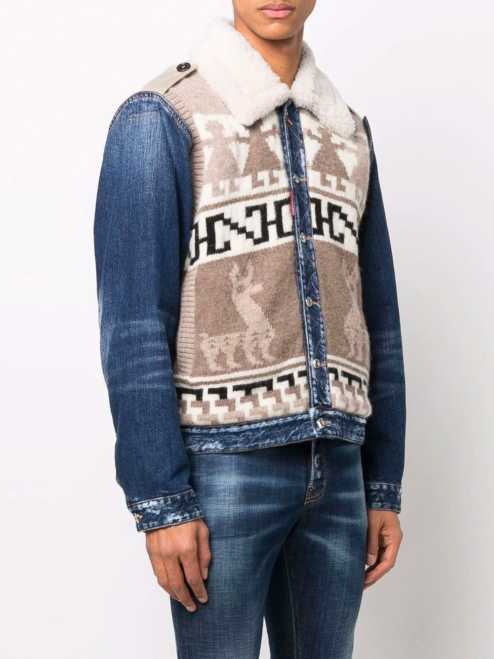 DSQUARED2 Knit Panel Denim Jacket - MAISONDEFASHION.COM