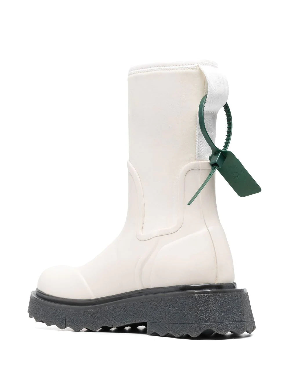 OFF WHITE WOMEN Sponge Rubber Rainboot White Black - MAISONDEFASHION.COM