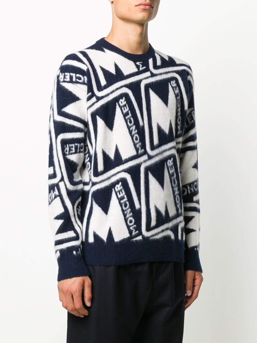 Moncler Knitted Logo Sweatshirt Navy - Maison De Fashion 