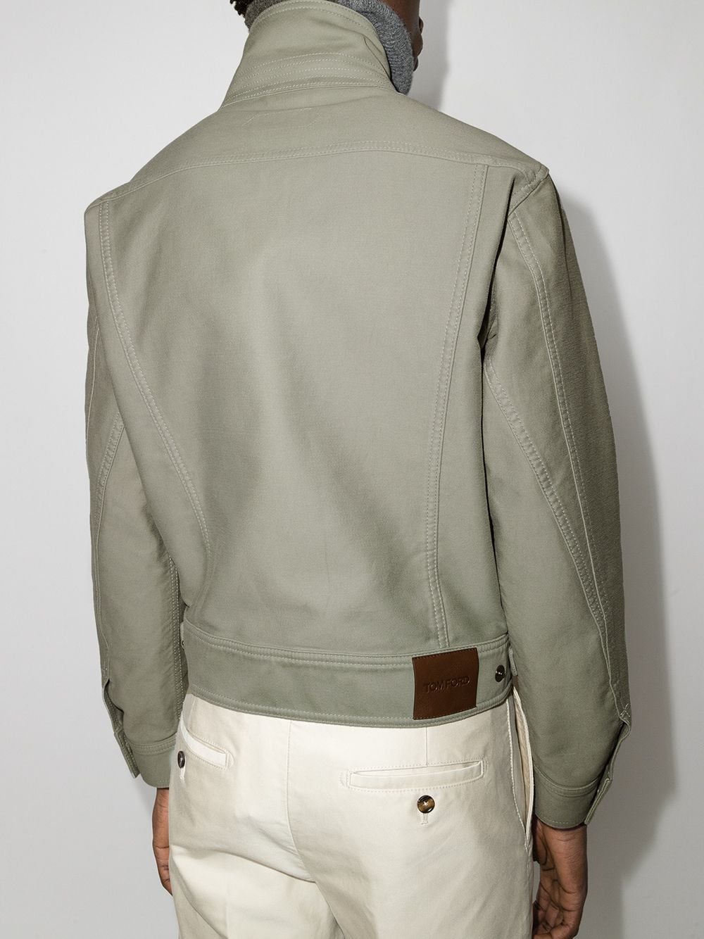 TOM FORD Zipped Brushed Cotton Jacket Green - MAISONDEFASHION.COM